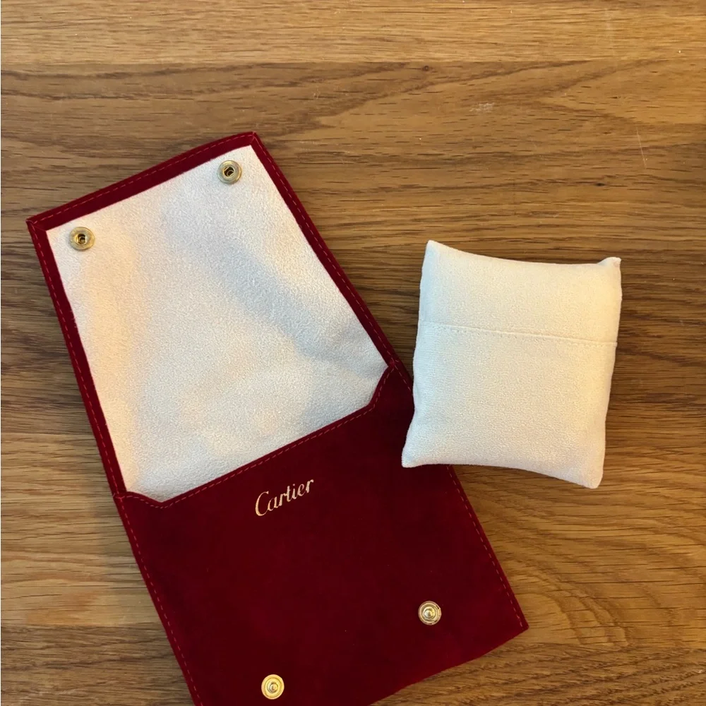 Cartier Red Velvet Jewelry Pouch with Cream Pillow Insert - Picture 1 of 3